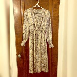 Snake Skin Print Long Sleeve Dress